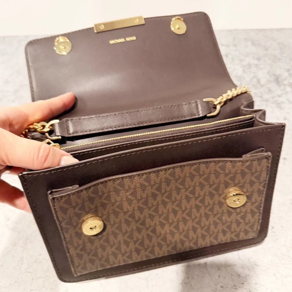 NEW Michael Kors Jade Large Gusset Crossbody Leopard Leather Handbag